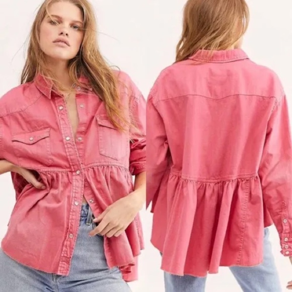 Free People pink babydoll oversized drop size large